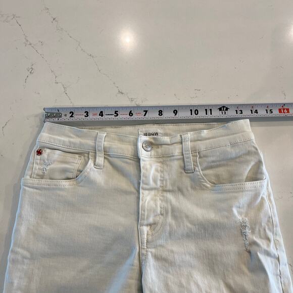Hudson Rosalie Wide Leg Jeans White Distressed Size 25 - Picture 11 of 13
